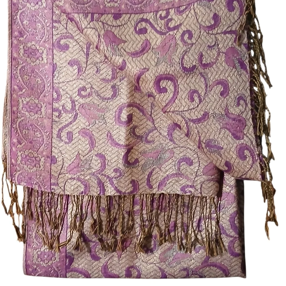 Pashmina Elegant Purple and Gold Scarf